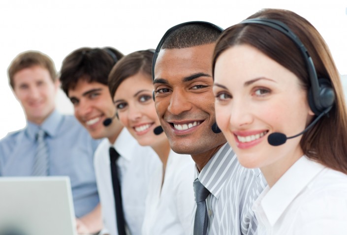 International Customer Service Agents With Headset On
